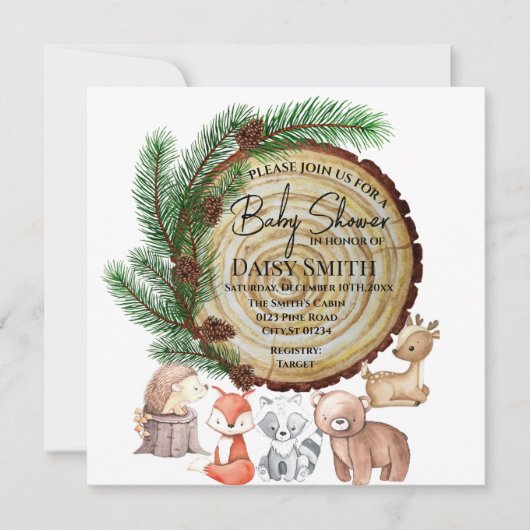 Waldbabydusche Einladung (Vorderseite)