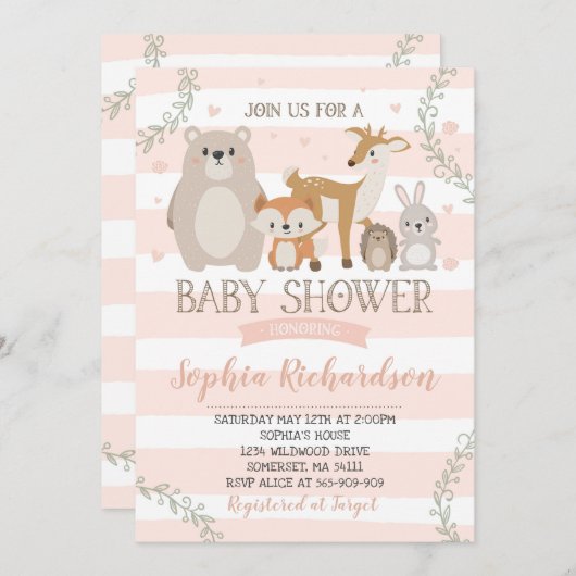 WaldBabyparty-Einladungs-wunderliche Dusche Einladung (Vorne/Hinten)