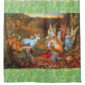 WALDBÄHNE, Hirsche und Tiere im Herbst Duschvorhang (Vorderseite)