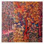 WALDBÄLDER Hares, Pheasant, Rote Blüte Fliese (Vorderseite)