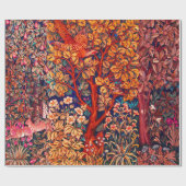 WALDBÄLDER Hares, Pheasant, Rote Blüte Geschenkpapier (Flach)