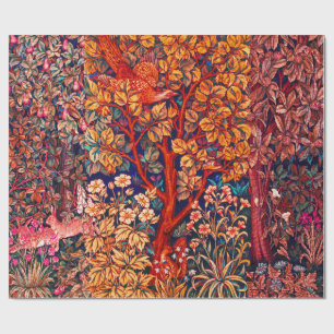 WALDBÄLDER Hares, Pheasant, Rote Blüte Geschenkpapier