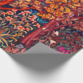 WALDBÄLDER Hares, Pheasant, Rote Blüte Geschenkpapier (Ecke)