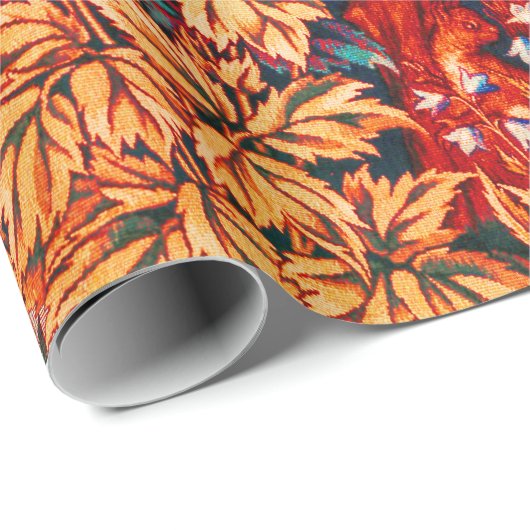 WALDBÄLDER Hares, Pheasant, Rote Blüte Geschenkpapier (Rolleneckpunkt)