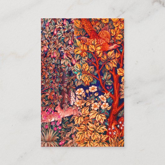 WALDBÄLDER Hares, Pheasant, Rote Blüte Visitenkarte (Rückseite)