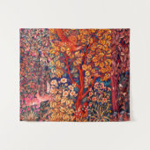 WALDBÄLDER Hares, Pheasant, Rote Blüte Wandteppich (Vorderseite (Horizontal))