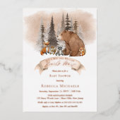 Waldbär |Baby-Dusche für Tiere vor dem Abwarten Folieneinladung (Vorderseite)