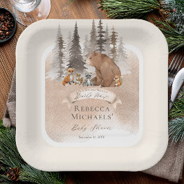 Waldbär |Baby-Dusche für Tiere vor dem Abwarten Pappteller