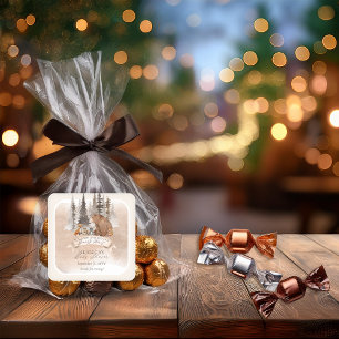 Waldbär  Baby-Dusche für Tiere vor dem Abwarten Quadratischer Aufkleber