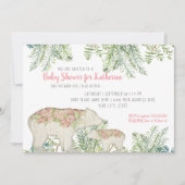 Waldbär Boho Floral Baby Girl Dusche Einladung (Vorderseite)