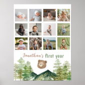 Waldbär Erstes Jahr Foto Meilenstein Poster (Vorne)