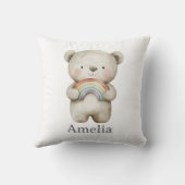 Waldbär mit einem Boho-Regenbogen Niedlich Kissen (Rückseite)