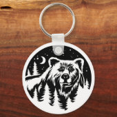 Waldbär mit nächtlichem Himmel, Natur im Freien Schlüsselanhänger (Vorderseite)