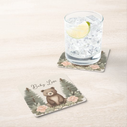 Waldbär Rechteckiger Pappuntersetzer (Vor Ort)