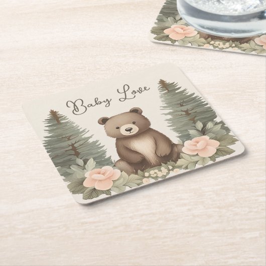 Waldbär Rechteckiger Pappuntersetzer (angewinkelt)