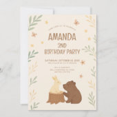 Waldbär und sonniger Geburtstag Einladung (Vorderseite)