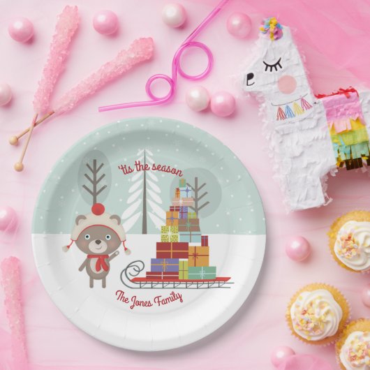 Waldbär Weihnachten Pappteller (Party)
