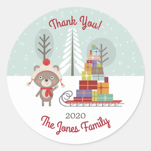 Waldbär Weihnachten Runder Aufkleber (Vorderseite)