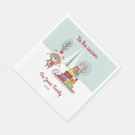 Waldbär Weihnachten Serviette (Ecke)