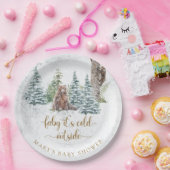 Waldbär Winter Babydusche Pappteller (Party)