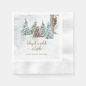 Waldbär Winter Babydusche Serviette (Vorderseite)
