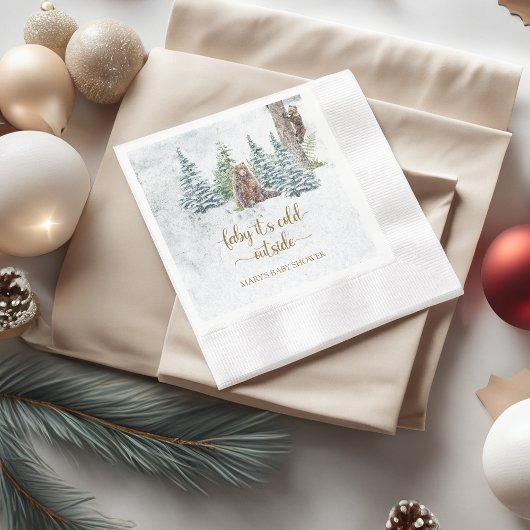 Waldbär Winter Babydusche Serviette