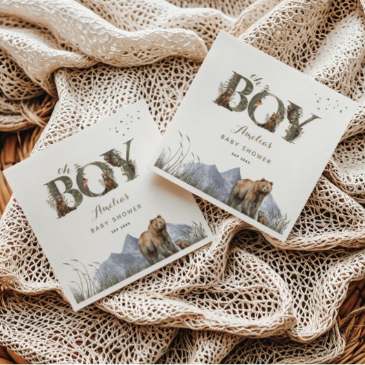 Waldbärenabenteuer Moss Green Oh Boy Serviette