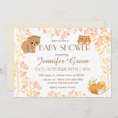 Waldbärenaugen Fox Kinderdusche Einladungen (Vorne/Hinten)