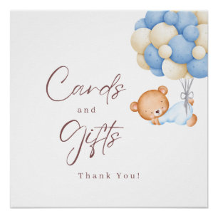 Waldbärenballoons Junge 1. Geburtstag Poster