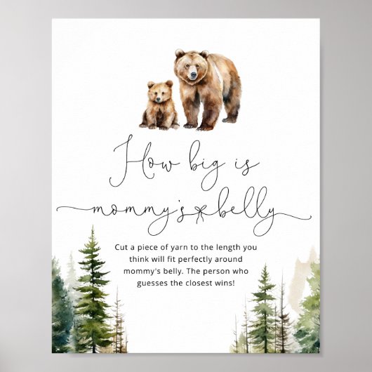 Waldbärenbär, wie groß das Bauchspiel der Mama ist Poster (Vorne)