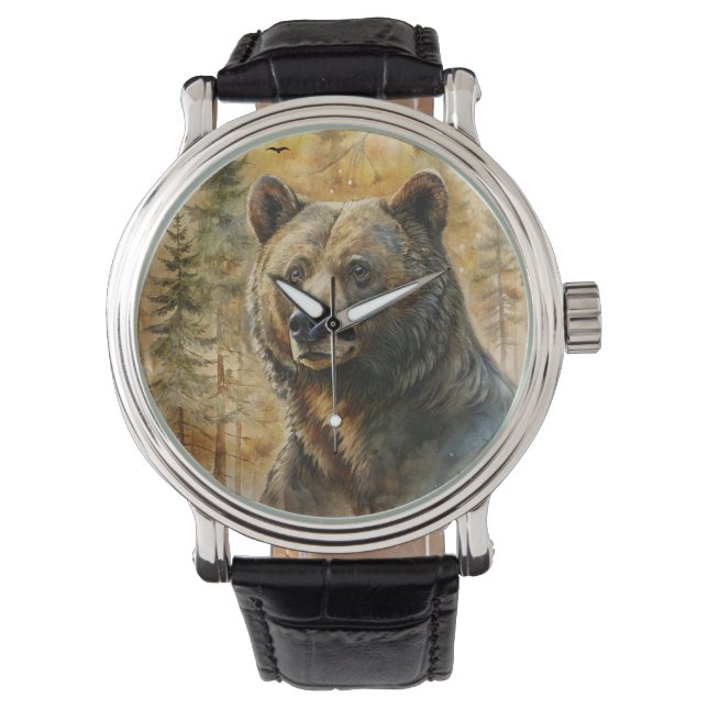Waldbärenbeobachtung Armbanduhr (Vorderseite)