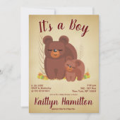 Waldbärendusche Junge Mutter Mutter Einladung (Vorderseite)