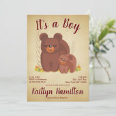 Waldbärendusche Junge Mutter Mutter Einladung (Stehend Vorderseite)