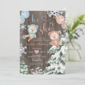 Waldbärengeschlecht offenbart Schneeflocken Einladung (Stehend Vorderseite)