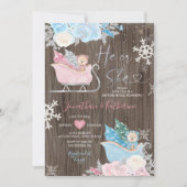 Waldbärengeschlecht offenbart Schneeflocken Einladung (Vorderseite)