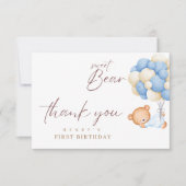Waldbärenjunge 1. Geburtstag Party Pastel Dankeskarte (Vorderseite)