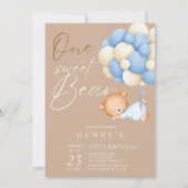 Waldbärenjunge 1. Geburtstag Party Pastel Einladung (Vorderseite)
