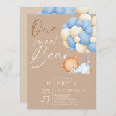 Waldbärenjunge 1. Geburtstag Party Pastel Einladung (Vorne/Hinten)