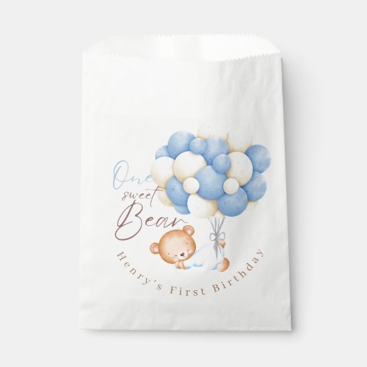 Waldbärenjunge 1. Geburtstag Party Pastel Geschenktütchen (Vorderseite)