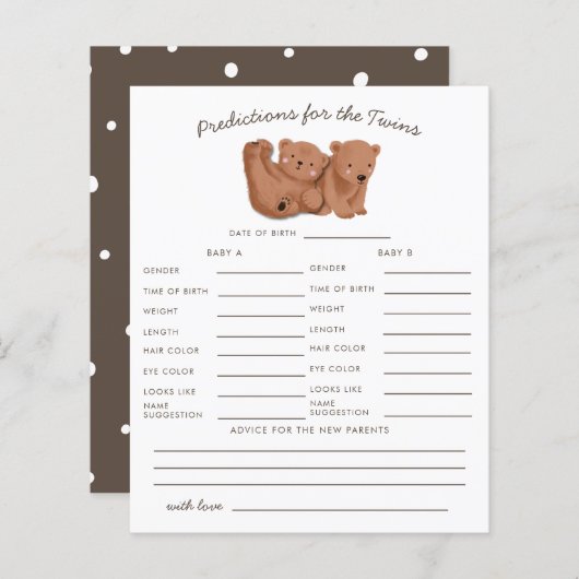 Waldbärenkarte: Vorhersagen und Ratschläge (Vorne/Hinten)