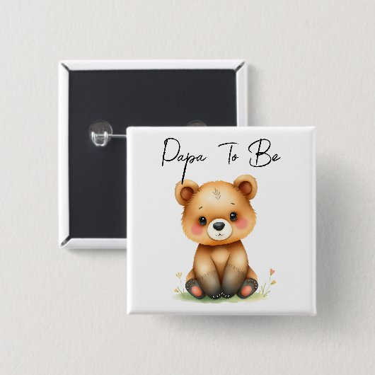 Waldbärenpapa als Kinderdusche Button (Vorne & Hinten)