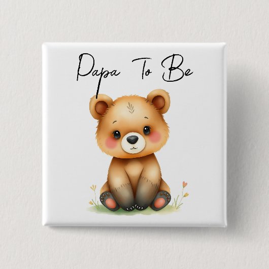 Waldbärenpapa als Kinderdusche Button (Vorderseite)