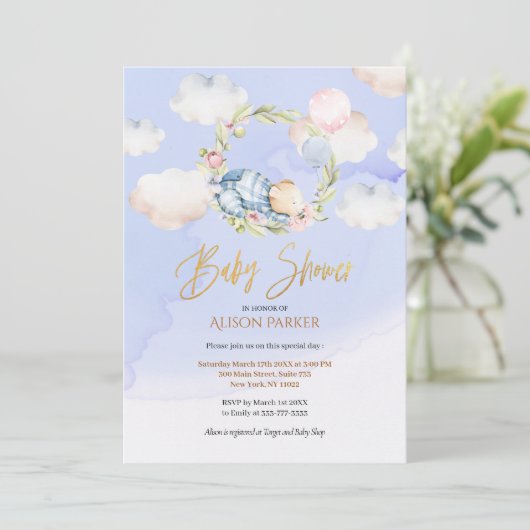 Waldbärentraum | Babydusche Einladung (Stehend Vorderseite)