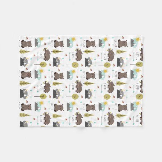 Waldbärn-Muster-Fleece-Decke Fleecedecke (Vorderseite (Horizontal))