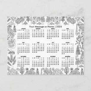 Waldbaum-Kalender 2026 personalisiert Postkarte