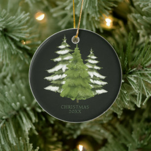 Waldbaum-Themen-Weihnachten Personalisiert Keramik Ornament