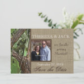 Waldbaum und Burlap Save the Date (Stehend Vorderseite)
