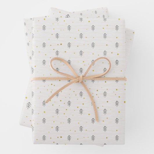 Waldbaum und Sterne Geschenkpapier Set (Beispiel)