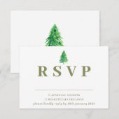 Waldbaum Wasserfarbenflorale Hochzeitreaktion RSVP Karte (Vorne/Hinten)