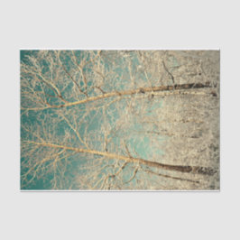 Waldbäume Aquamariner Himmel Winterwald Seidenpapier